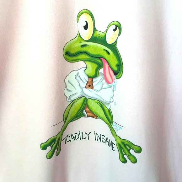 Frog Sweatshirt Toadily Insane Funny Design Hanes Unisex XL Pink NEW - Picture 2 of 3